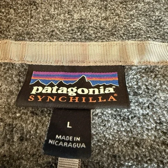 Patagonia Women's Large Synchilla Fleece Jacket Full Zip Heather Gray LOGO - Picture 3 of 9